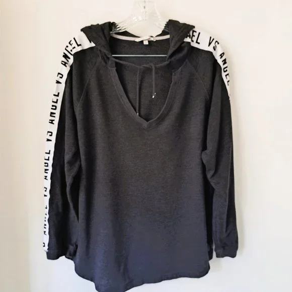 Victoria Secret Hoodie Logo Angel vs Angel Gray Long Sleeve Size L - Picture 1 of 10